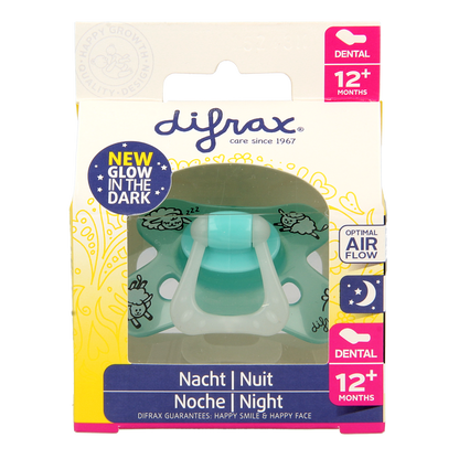 Difrax Fopspeen dental 12+ maanden glow in the dark 1.00 Stuks
