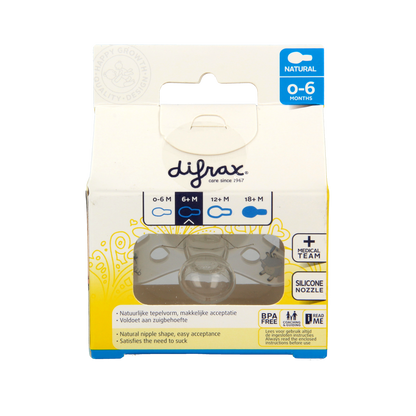 Difrax Fopspeen natural 0-6 maanden nacht 1.00 Stuks