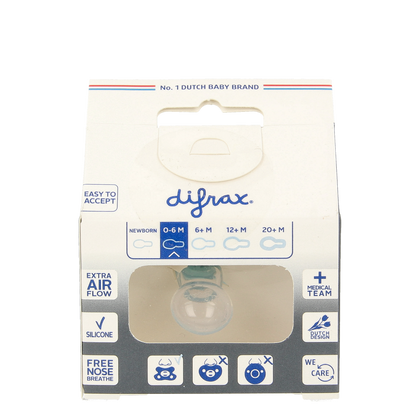 Difrax Fopspeen natural 0-6 maanden ocean 1.00 Stuks