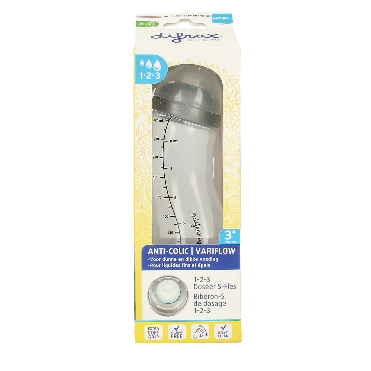 Difrax S-fles natural 1 2 3 doseer 250ml 1.00 Stuks