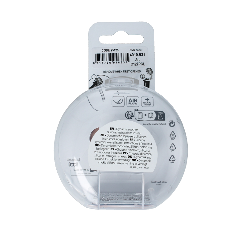 Difrax Fopspeen glow dynamic 6-18  mnd ivory/blush 2 Stuks