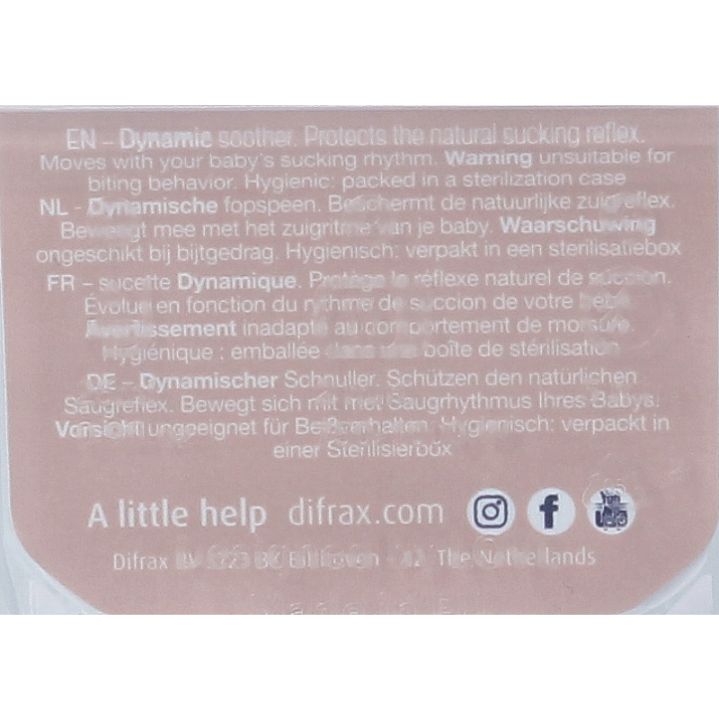 Difrax Fopspeen glow dynamic 6-18  mnd ivory/blush 2 Stuks