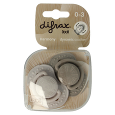 Difrax Fopspeen 0-3 maanden harmony grey 2 Stuks