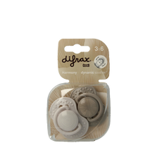 Difrax Fopspeen 3-6 maanden harmony light grey/dark grey 2 Stuks