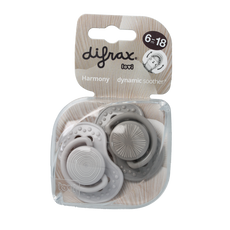 Difrax Fopspeen 6-18 maanden harmony light grey/dark grey 2.00 Stuks
