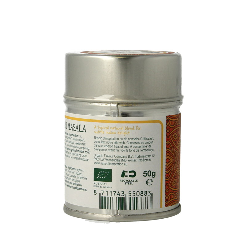 Natural Temptation Garam masala blikje natural spices bio 50 Gram