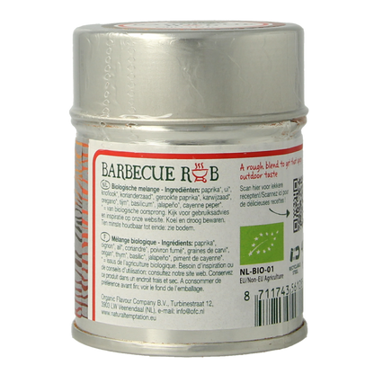 Natural Temptation Barbecue rub blikje bio 40.00 Gram
