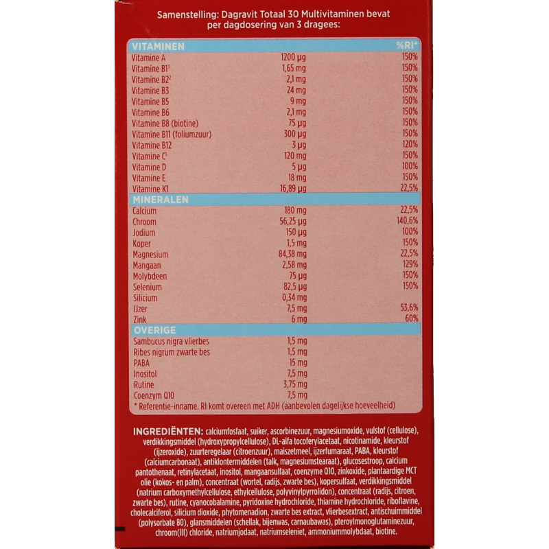 Dagravit Totaal 30 tijdelijk 50 dragees gratis 500 Dragees