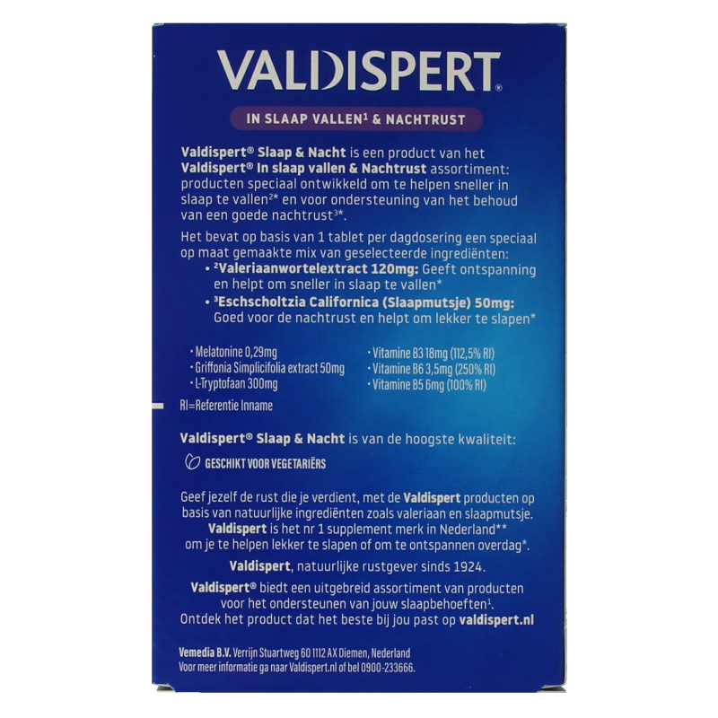 Valdispert Nacht melatonine 5 htp 30 Tabletten