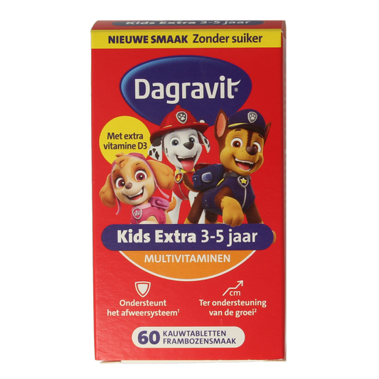 Dagravit Kids extra 3 - 5 jaar 60 Kauwtabletten