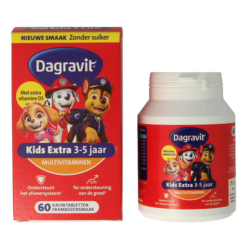 Dagravit Kids extra 3 - 5 jaar 60 Kauwtabletten