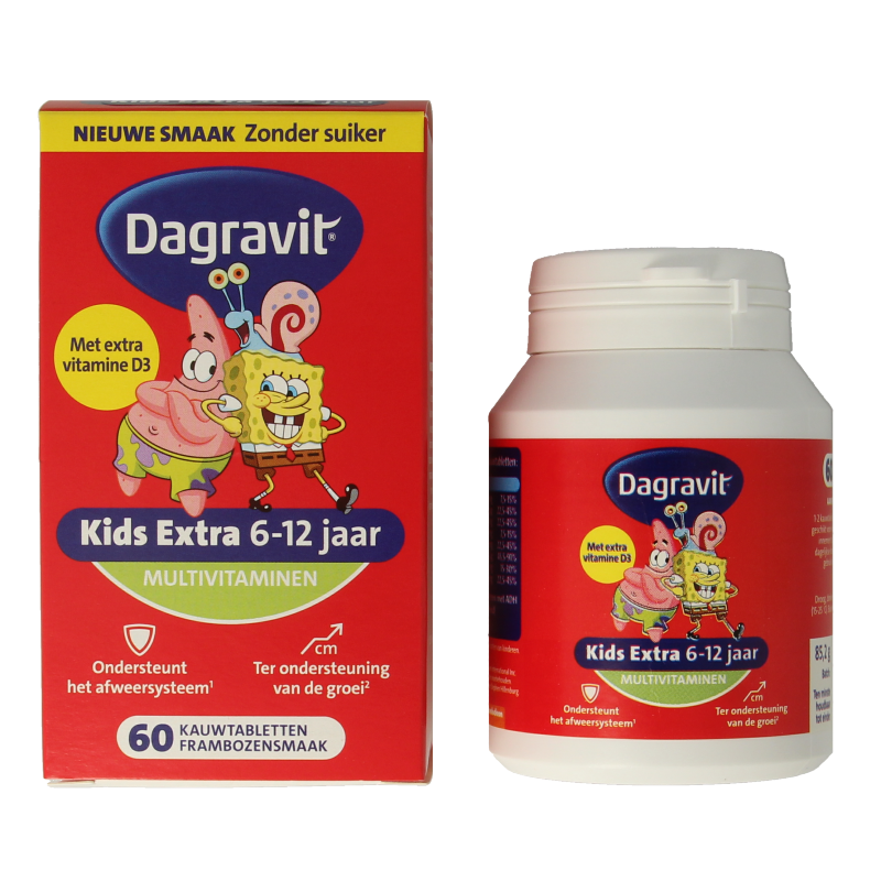 Dagravit Kids extra 6 - 12 jaar 60 Kauwtabletten