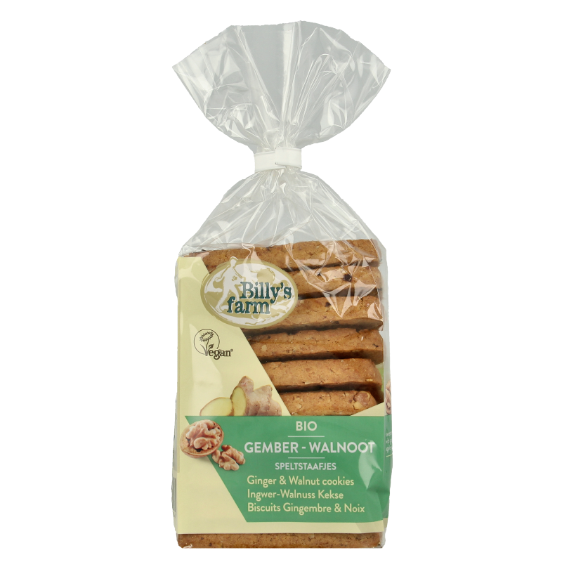 Billy's Farm Gember walnootstaafjes bio 175 Gram