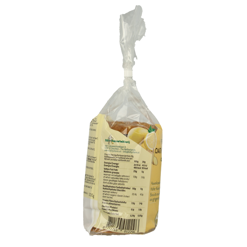 Billy's Farm Haverkoeken gember-citroen bio 200 Gram