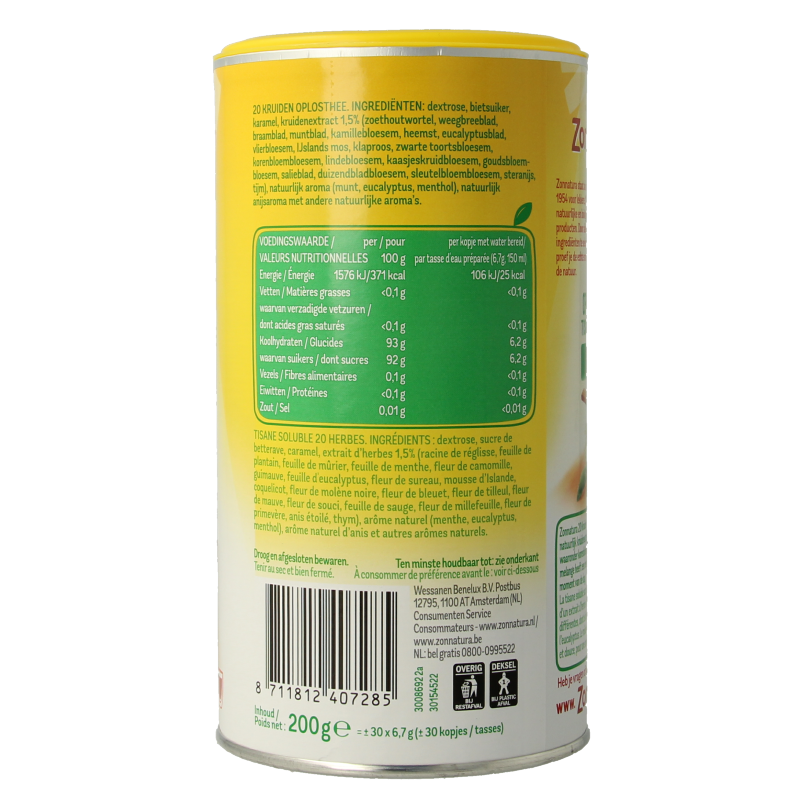 Zonnatura 20 Kruiden oplosthee 200 Gram