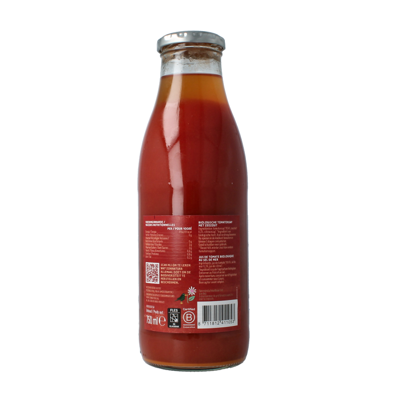 Zonnatura Tomatensap bio 750 Milliliter