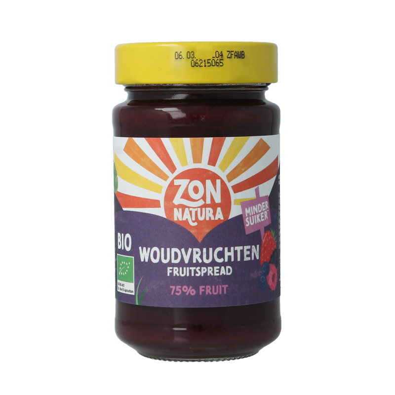 Zonnatura Fruitspread woudvruchten 75% bio 250 Gram