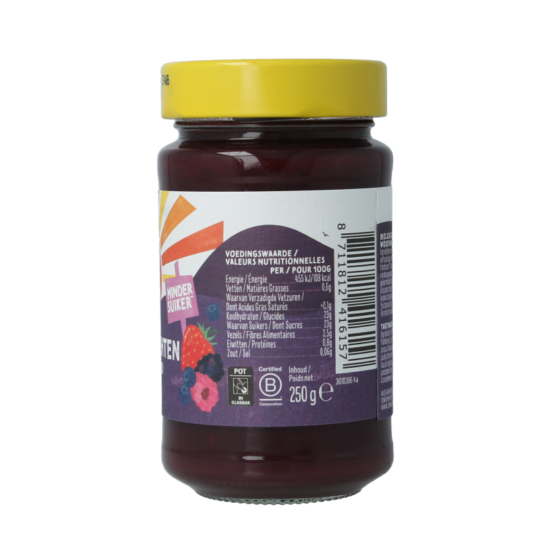 Zonnatura Fruitspread woudvruchten 75% bio 250 Gram