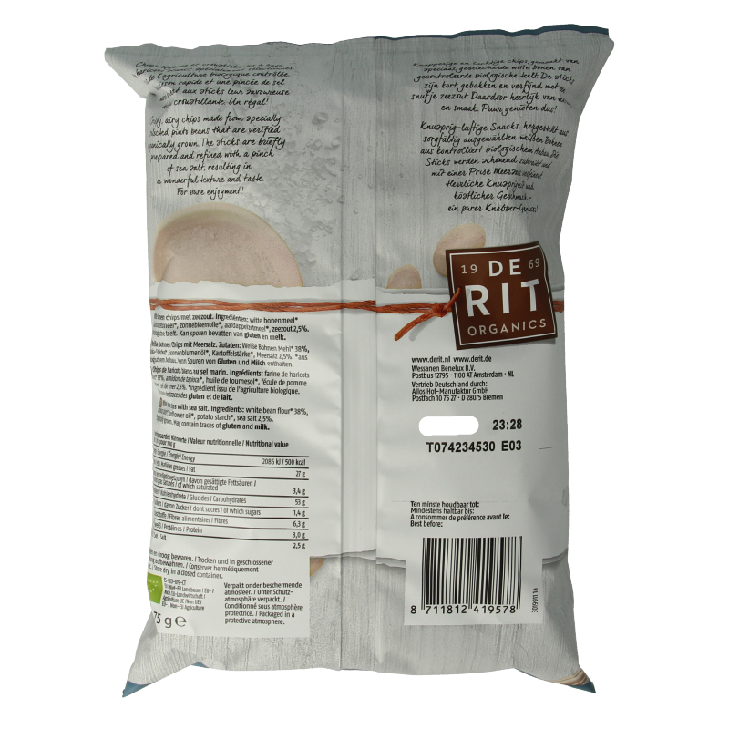 De Rit Bean sticks zeezout bio 75 Gram
