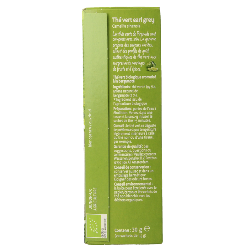Piramide Groene thee & earl grey eko bio 20 Zakjes