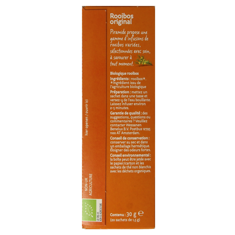 Piramide Rooibos original thee bio 20 Zakjes