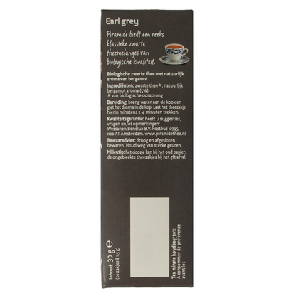 Piramide Earl grey thee eko bio 20.00 Zakjes