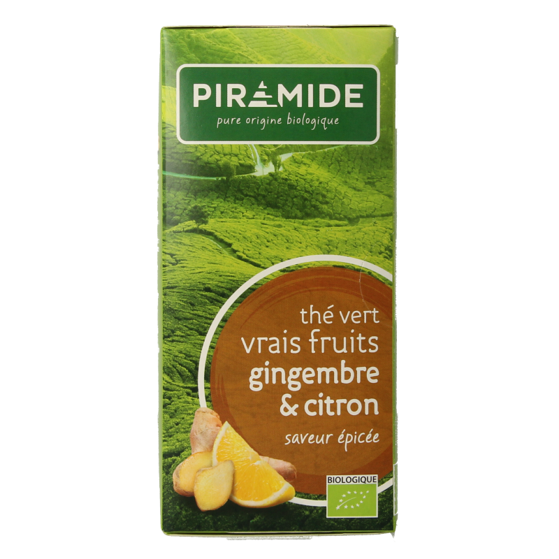 Piramide Groene thee met gember en citroen bio 20 Zakjes