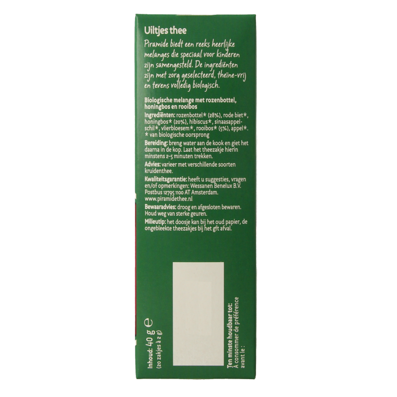Piramide Uiltjes thee rood eko bio 20 Zakjes