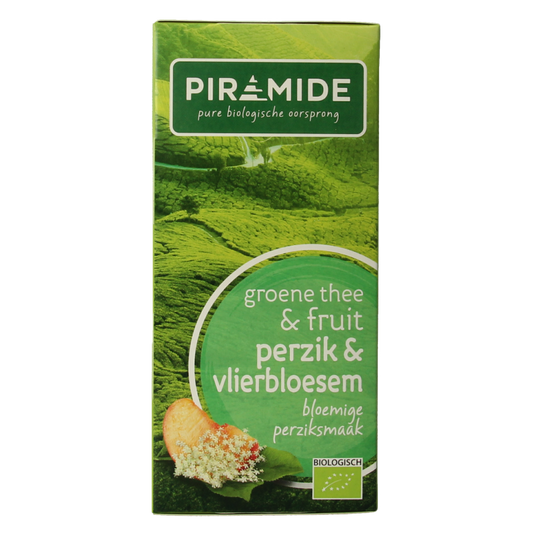 Piramide Groene thee perzik vlierbloesem bio 20 Zakjes