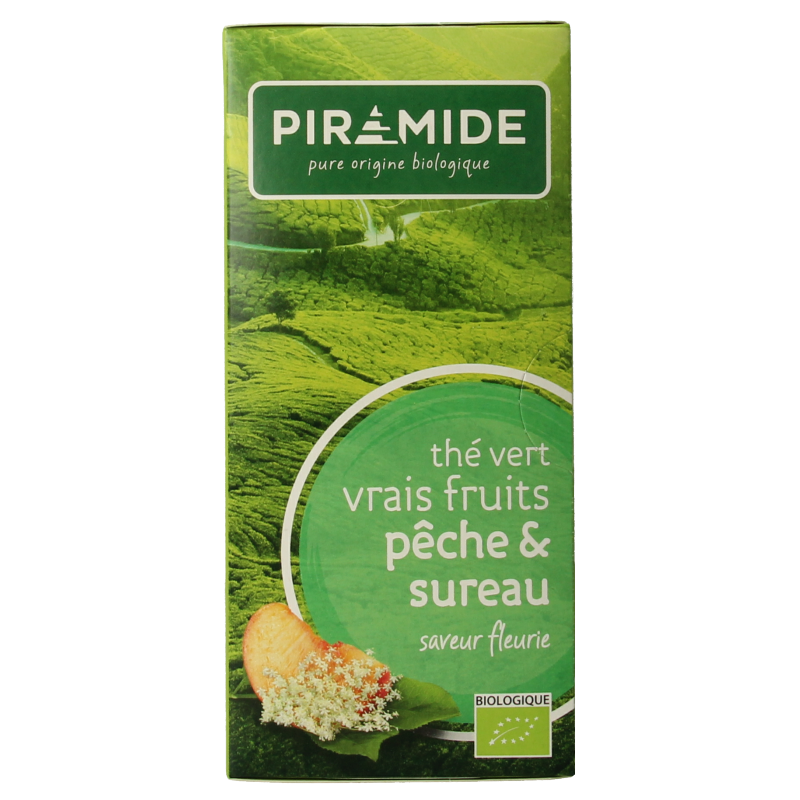 Piramide Groene thee perzik vlierbloesem bio 20 Zakjes
