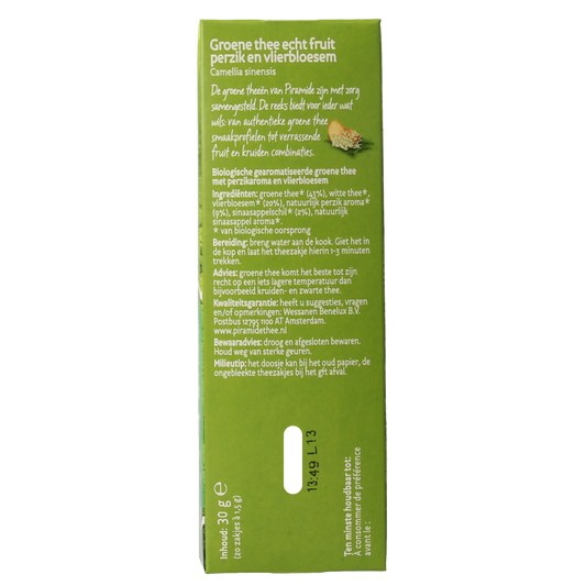 Piramide Groene thee perzik vlierbloesem bio 20.00 Zakjes
