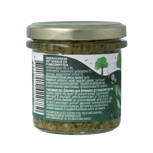 Zonnatura Groentespread spinazie bio 135 Gram
