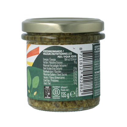 Zonnatura Groentespread spinazie bio 135.00 Gram