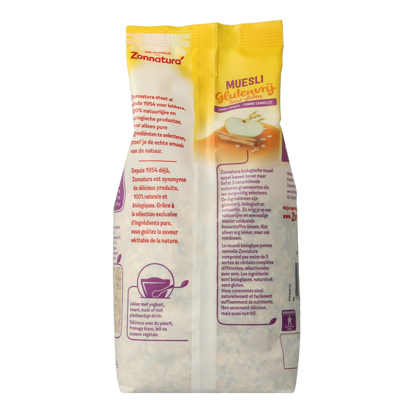 Zonnatura Muesli appel kaneel glutenvrij bio 375 Gram