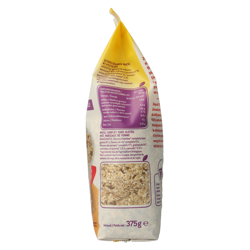 Zonnatura Muesli appel kaneel glutenvrij bio 375 Gram