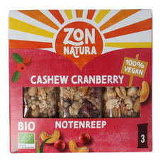 Zonnatura Notenreep cashew cranberry 3x25 gram bio 75.00 Gram