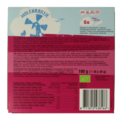 Molenaartje Spelt fruitreep rood fruit bio 180.00 Gram