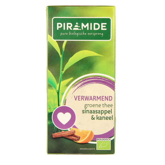 Piramide Verwarmend groene thee sinaasappel & kaneel bio 20 Zakjes