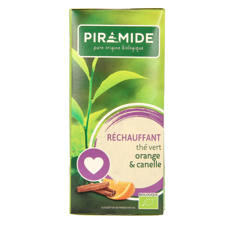 Piramide Verwarmend groene thee sinaasappel & kaneel bio 20 Zakjes