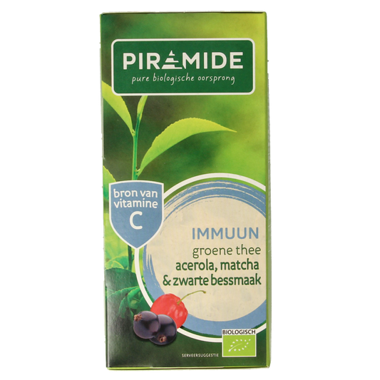 Piramide Immuun groene thee acerola matcha & zwarte bes bio 20 Zakjes
