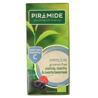 Piramide Immuun groene thee acerola matcha & zwarte bes bio 20.00 Zakjes