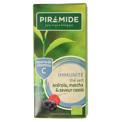 Piramide Immuun groene thee acerola matcha & zwarte bes bio 20.00 Zakjes