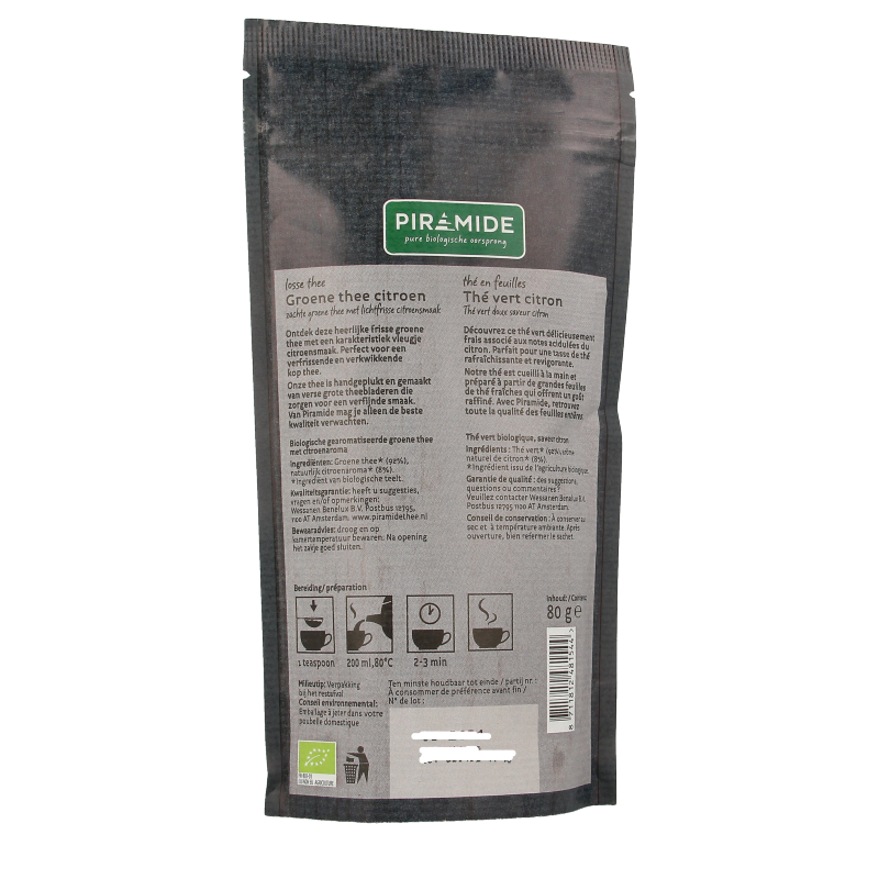 Piramide Groene thee citroen bio 80 Gram