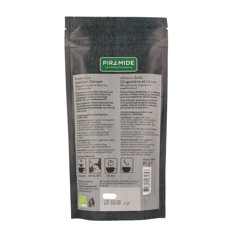 Piramide Gember citroen bio 80 Gram