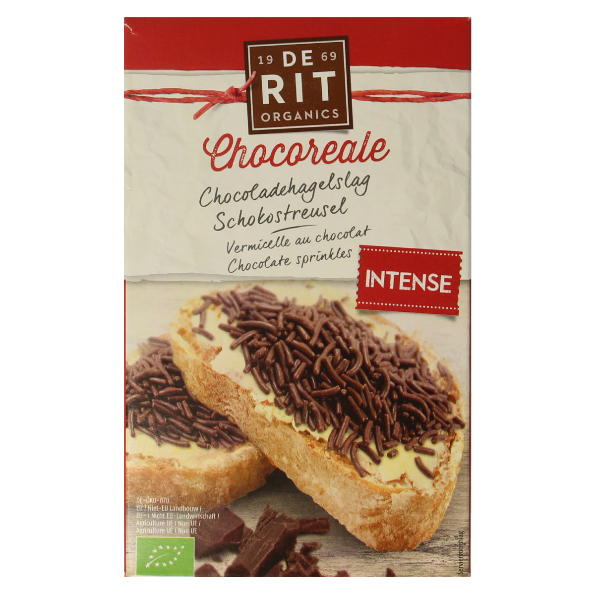 De Rit Chocoreale hagelslag puur bio 225.00 Gram