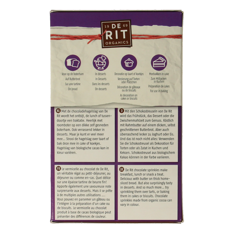 De Rit Chocoreale hagelslag mix bio 225 Gram