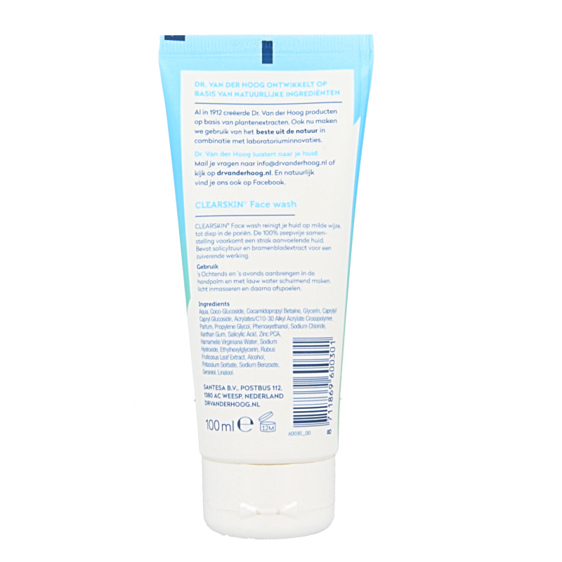 Dr. van der Hoog Clearskin facewash tube 100 Milliliter