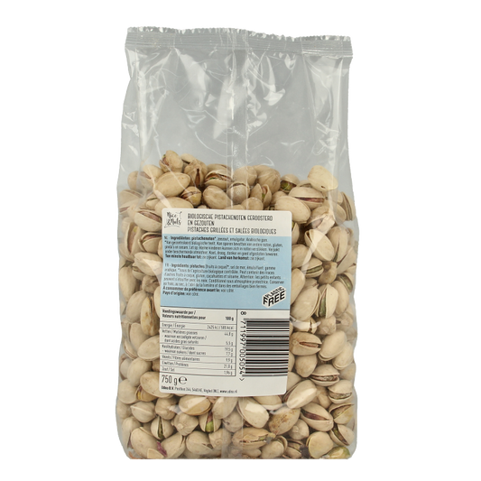 Nice & Nuts Pistache geroosterd en gezouten bio 750 Gram