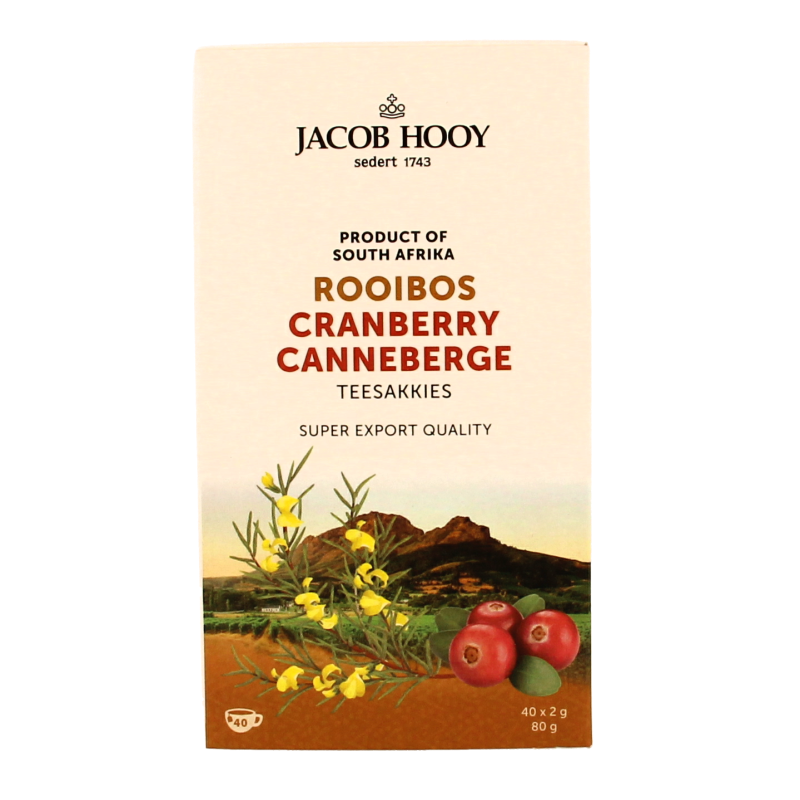 Jacob Hooy Rooibosthee cranberry  40 Zakjes
