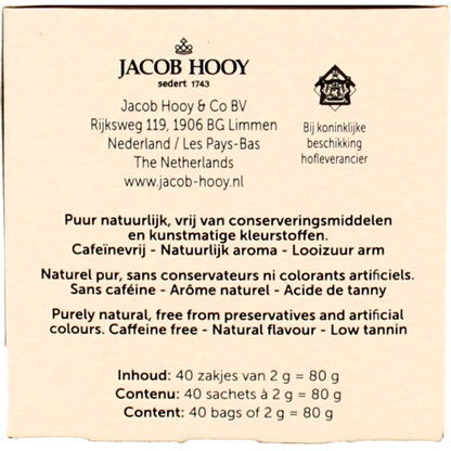 Jacob Hooy Rooibosthee cranberry  40 Zakjes